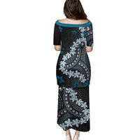 Bula Fiji Women's Day Family Matching Puletasi and Hawaiian Shirt Indigo Masi Tapa