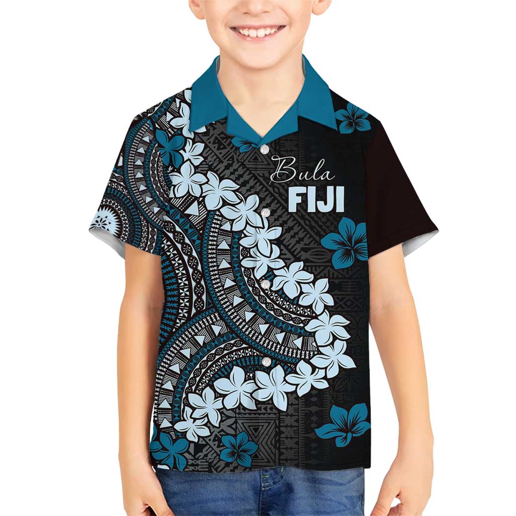 Bula Fiji Women's Day Family Matching Puletasi and Hawaiian Shirt Indigo Masi Tapa
