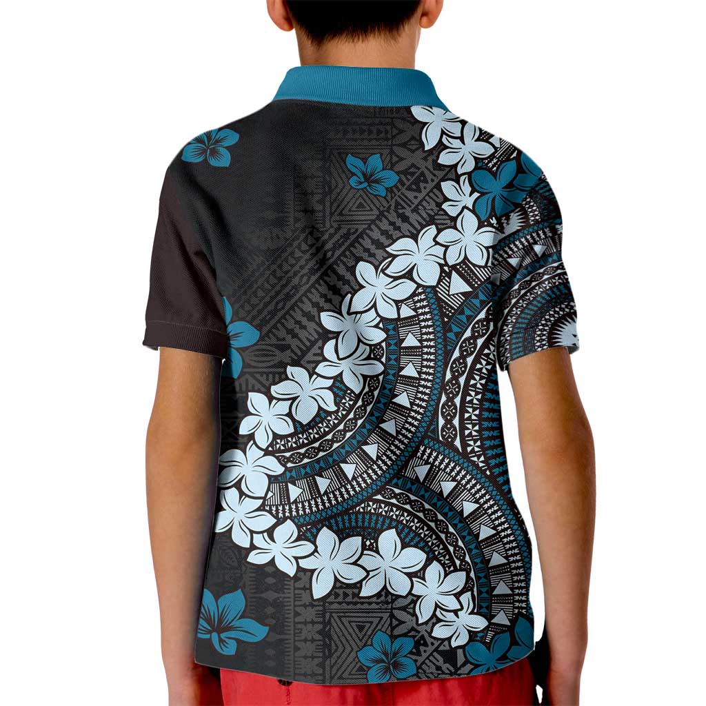 Bula Fiji Women's Day Kid Polo Shirt Indigo Masi Tapa