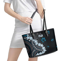 Bula Fiji Women's Day Leather Tote Bag Indigo Masi Tapa