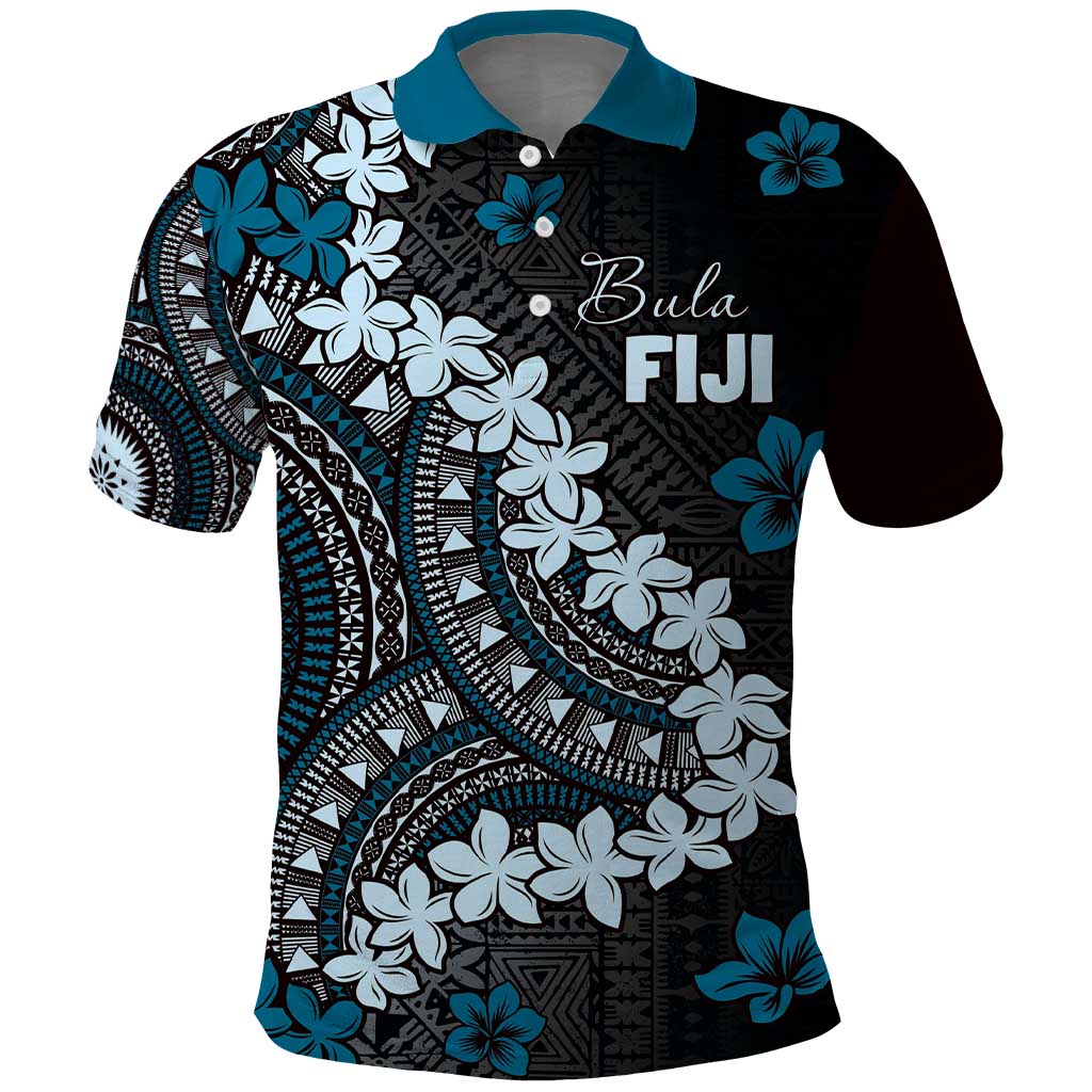 Bula Fiji Women's Day Polo Shirt Indigo Masi Tapa