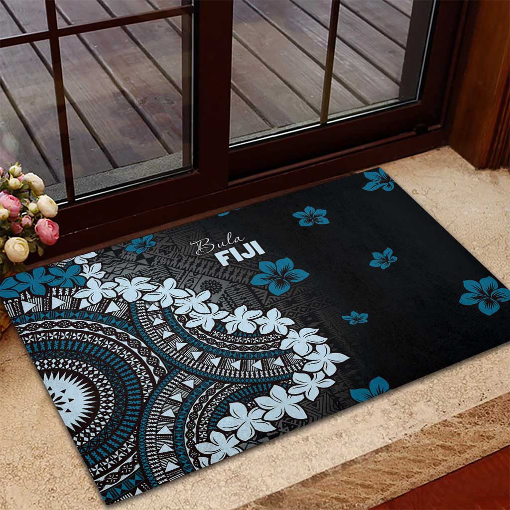 Bula Fiji Women's Day Rubber Doormat Indigo Masi Tapa