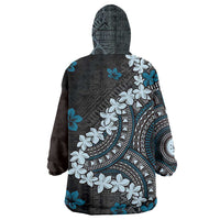 Bula Fiji Women's Day Wearable Blanket Hoodie Indigo Masi Tapa