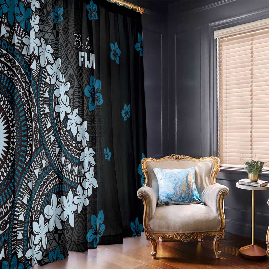 Bula Fiji Women's Day Window Curtain Indigo Masi Tapa