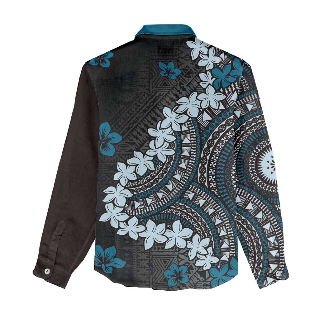 Bula Fiji Women's Day Women Casual Shirt Indigo Masi Tapa