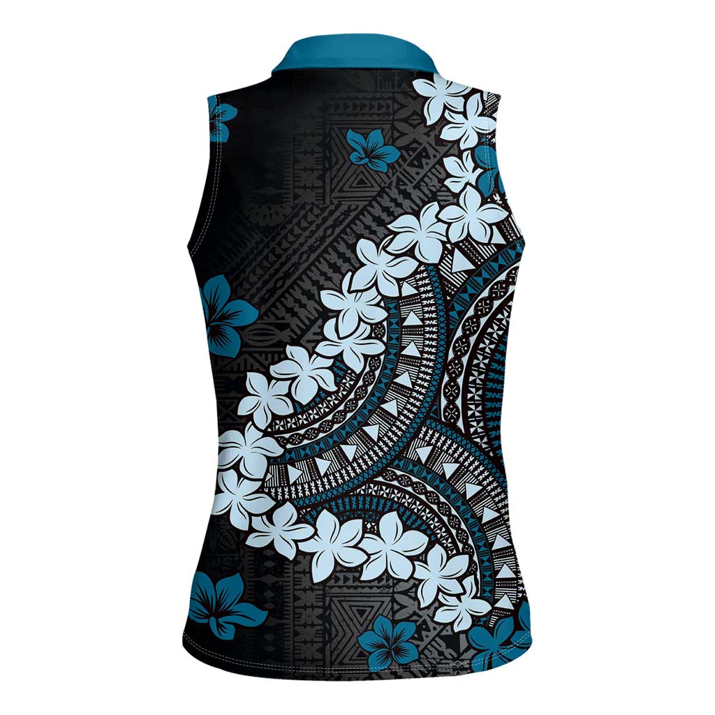 Bula Fiji Women's Day Women Sleeveless Polo Shirt Indigo Masi Tapa