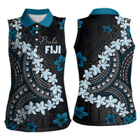 Bula Fiji Women's Day Women Sleeveless Polo Shirt Indigo Masi Tapa