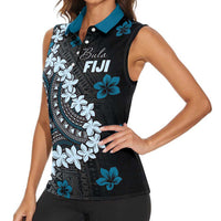 Bula Fiji Women's Day Women Sleeveless Polo Shirt Indigo Masi Tapa