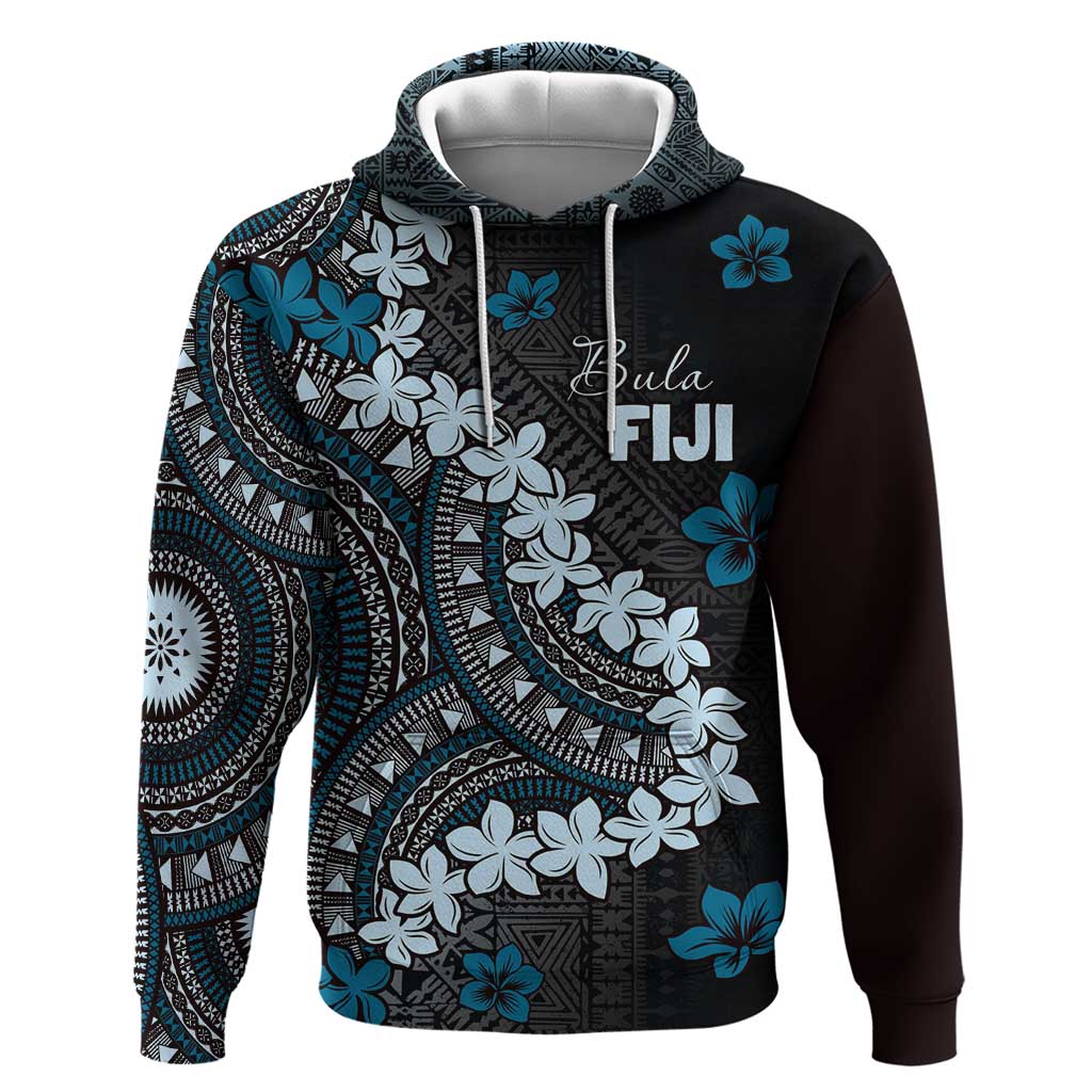 Bula Fiji Women's Day Zip Hoodie Indigo Masi Tapa