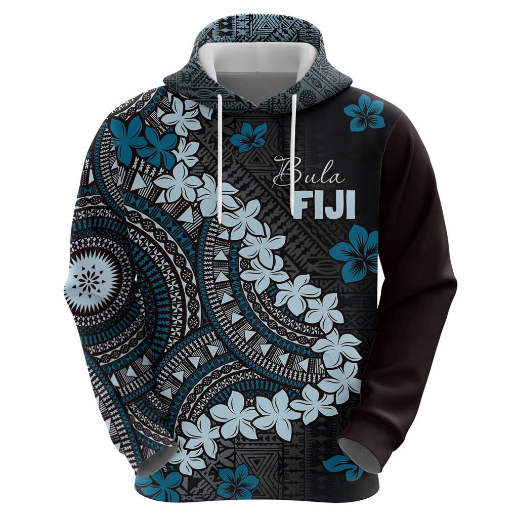Bula Fiji Women's Day Zip Hoodie Indigo Masi Tapa