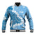 Bula Fiji Women's Day Baseball Jacket Turquoise Masi Tapa
