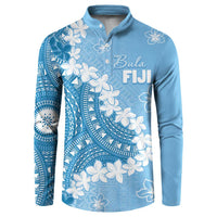 Bula Fiji Women's Day Button Sweatshirt Turquoise Masi Tapa