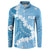 Bula Fiji Women's Day Button Sweatshirt Turquoise Masi Tapa