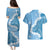 Bula Fiji Women's Day Couples Matching Puletasi and Hawaiian Shirt Turquoise Masi Tapa
