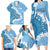 Bula Fiji Women's Day Family Matching Long Sleeve Bodycon Dress and Hawaiian Shirt Turquoise Masi Tapa