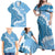 Bula Fiji Women's Day Family Matching Off Shoulder Maxi Dress and Hawaiian Shirt Turquoise Masi Tapa