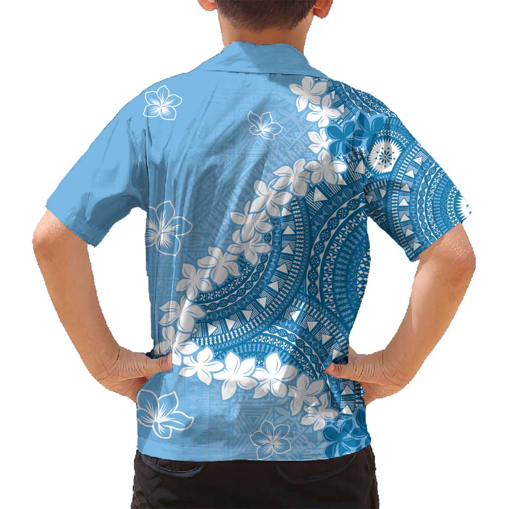 Bula Fiji Women's Day Family Matching Tank Maxi Dress and Hawaiian Shirt Turquoise Masi Tapa