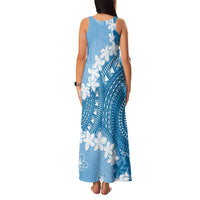 Bula Fiji Women's Day Family Matching Tank Maxi Dress and Hawaiian Shirt Turquoise Masi Tapa