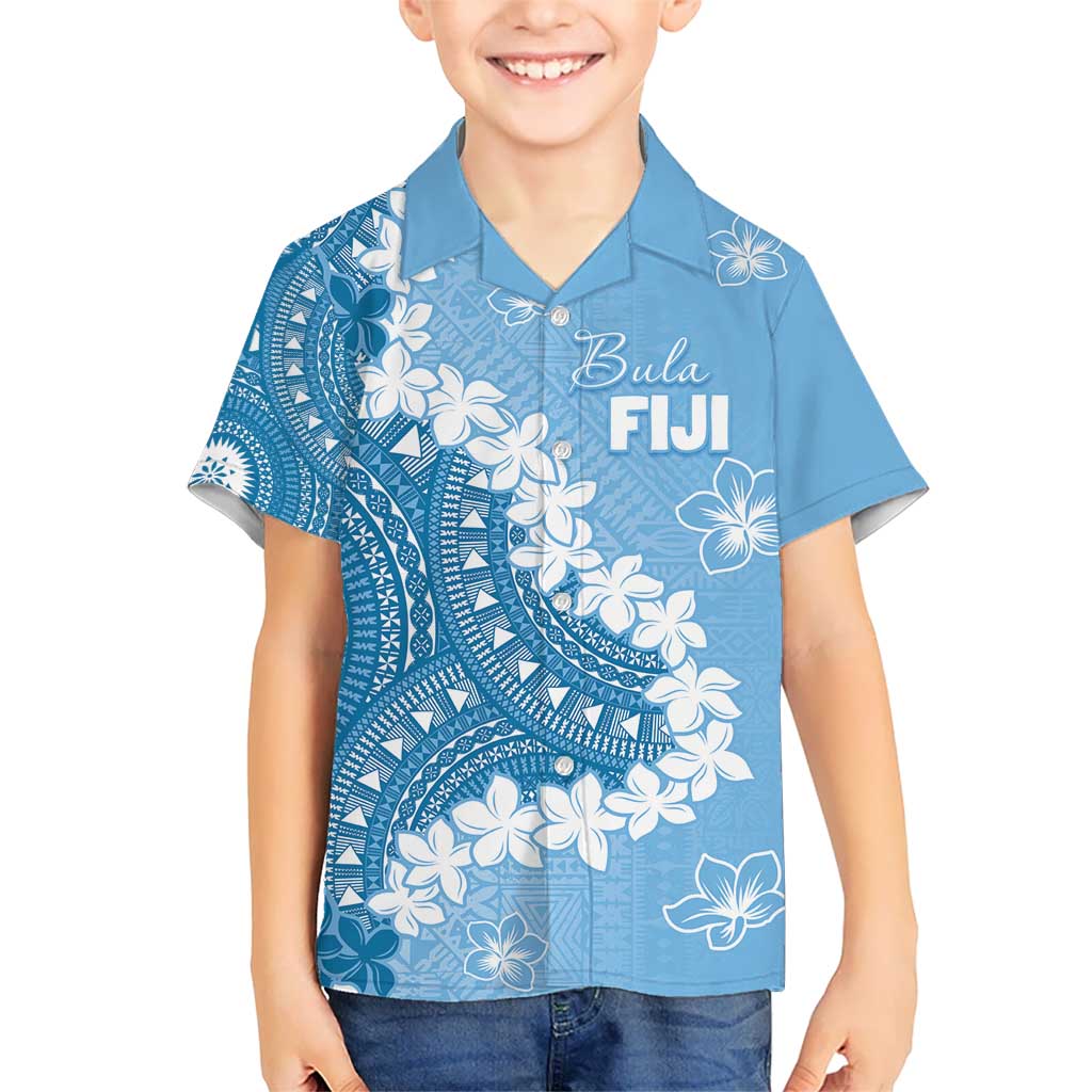 Bula Fiji Women's Day Kid Hawaiian Shirt Turquoise Masi Tapa