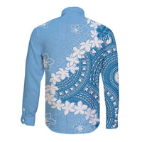 Bula Fiji Women's Day Long Sleeve Button Shirt Turquoise Masi Tapa