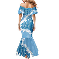 Bula Fiji Women's Day Mermaid Dress Turquoise Masi Tapa