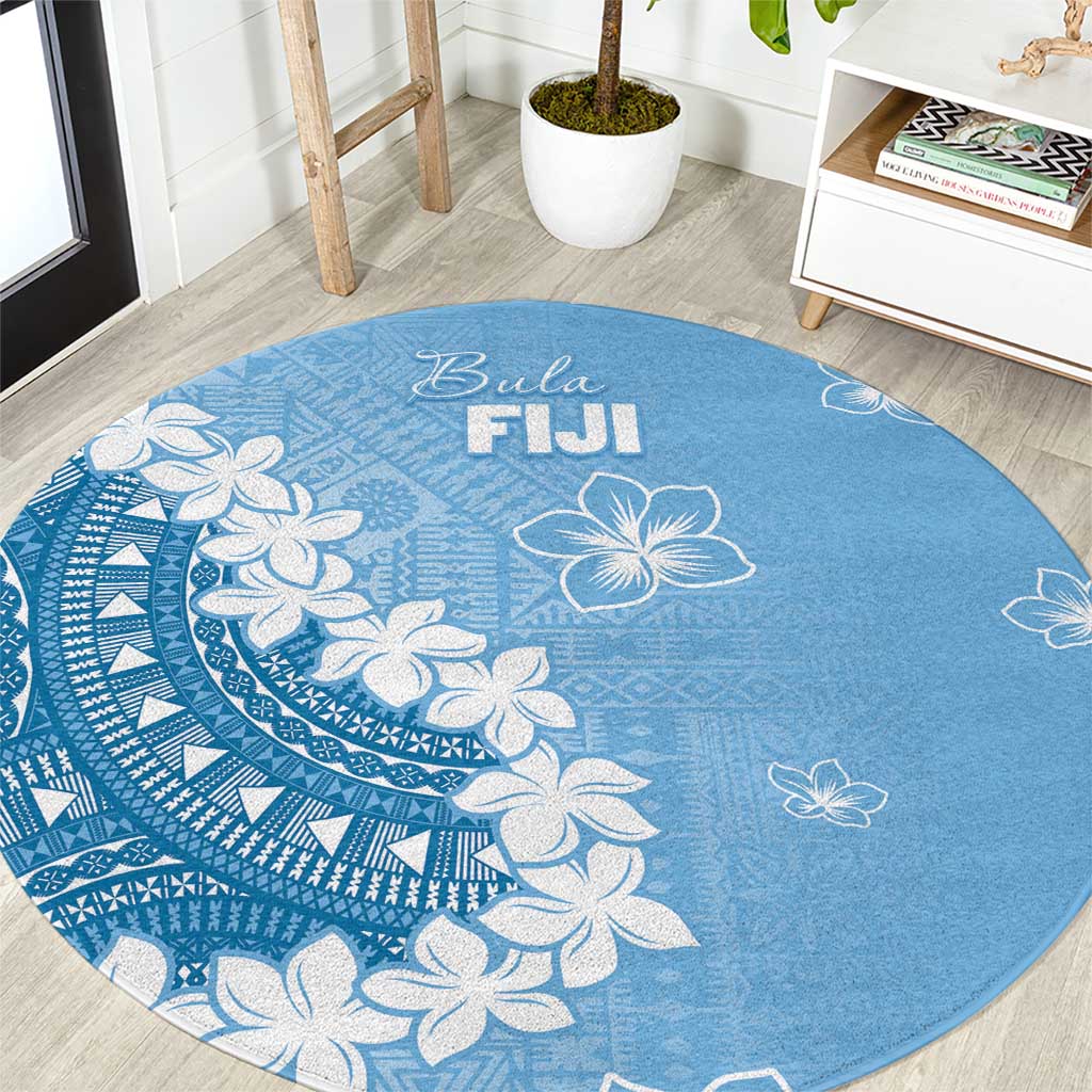 Bula Fiji Women's Day Round Carpet Turquoise Masi Tapa LT7