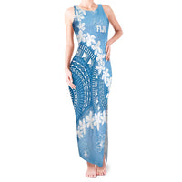 Bula Fiji Women's Day Tank Maxi Dress Turquoise Masi Tapa