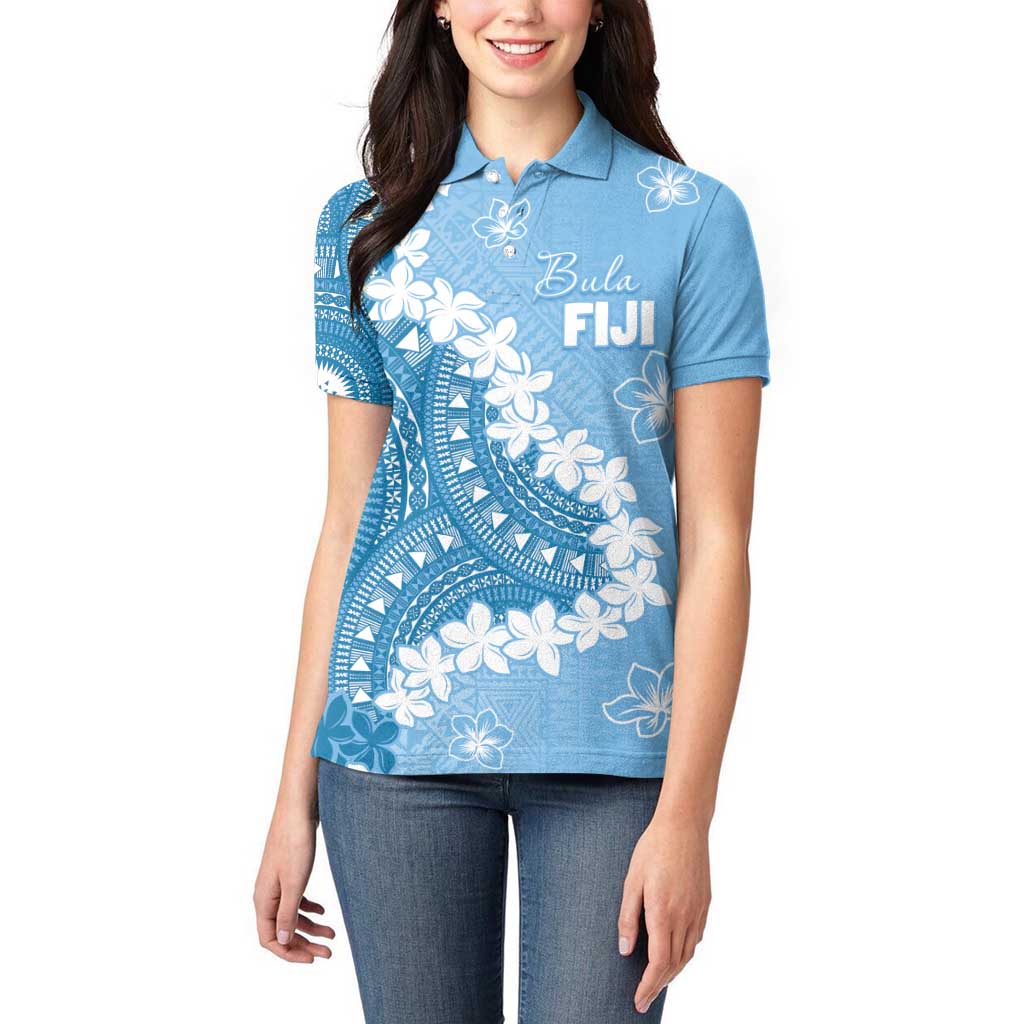 Bula Fiji Women's Day Women Polo Shirt Turquoise Masi Tapa