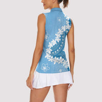 Bula Fiji Women's Day Women Sleeveless Polo Shirt Turquoise Masi Tapa