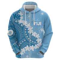 Bula Fiji Women's Day Zip Hoodie Turquoise Masi Tapa