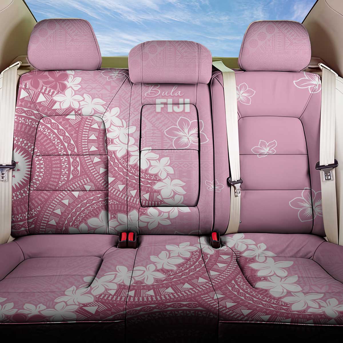 Bula Fiji Women's Day Back Car Seat Cover Pink Masi Tapa