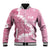 Bula Fiji Women's Day Baseball Jacket Pink Masi Tapa