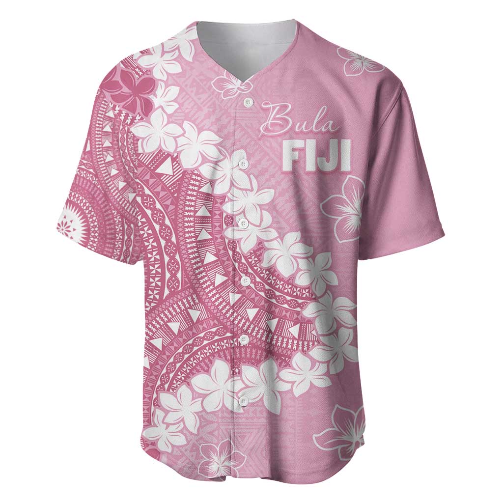 Bula Fiji Women's Day Baseball Jersey Pink Masi Tapa