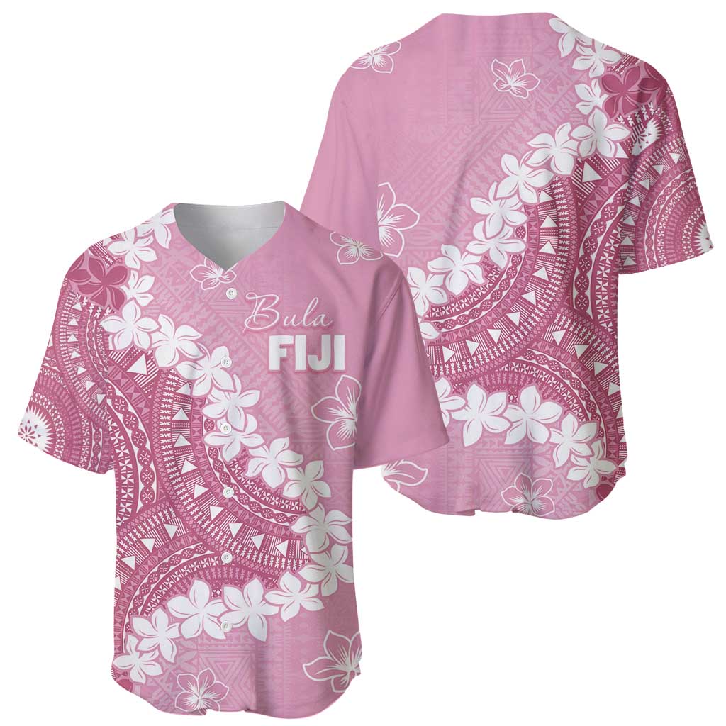Bula Fiji Women's Day Baseball Jersey Pink Masi Tapa
