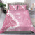 Bula Fiji Women's Day Bedding Set Pink Masi Tapa