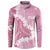 Bula Fiji Women's Day Button Sweatshirt Pink Masi Tapa