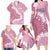 Bula Fiji Women's Day Family Matching Long Sleeve Bodycon Dress and Hawaiian Shirt Pink Masi Tapa