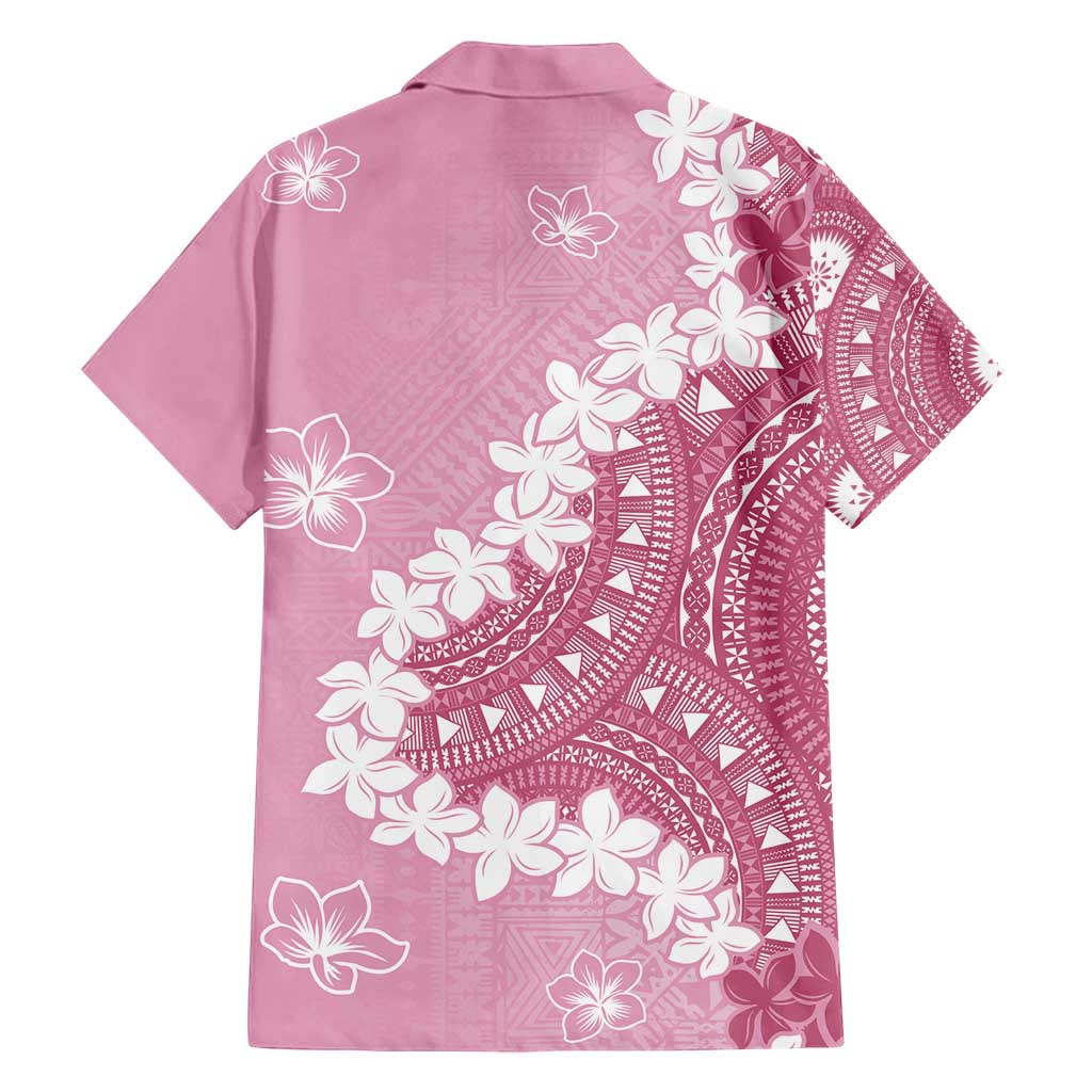 Bula Fiji Women's Day Family Matching Long Sleeve Bodycon Dress and Hawaiian Shirt Pink Masi Tapa