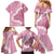 Bula Fiji Women's Day Family Matching Mermaid Dress and Hawaiian Shirt Pink Masi Tapa