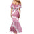 Bula Fiji Women's Day Family Matching Mermaid Dress and Hawaiian Shirt Pink Masi Tapa