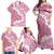 Bula Fiji Women's Day Family Matching Off Shoulder Maxi Dress and Hawaiian Shirt Pink Masi Tapa