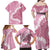 Bula Fiji Women's Day Family Matching Off Shoulder Maxi Dress and Hawaiian Shirt Pink Masi Tapa