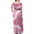 Bula Fiji Women's Day Family Matching Off Shoulder Maxi Dress and Hawaiian Shirt Pink Masi Tapa