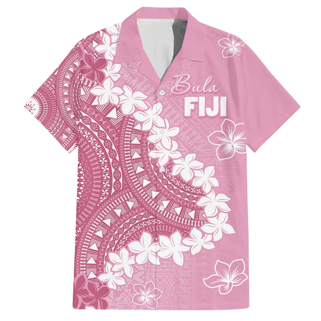 Bula Fiji Women's Day Family Matching Puletasi and Hawaiian Shirt Pink Masi Tapa