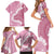 Bula Fiji Women's Day Family Matching Short Sleeve Bodycon Dress and Hawaiian Shirt Pink Masi Tapa