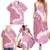 Bula Fiji Women's Day Family Matching Summer Maxi Dress and Hawaiian Shirt Pink Masi Tapa