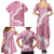 Bula Fiji Women's Day Family Matching Summer Maxi Dress and Hawaiian Shirt Pink Masi Tapa