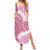 Bula Fiji Women's Day Family Matching Summer Maxi Dress and Hawaiian Shirt Pink Masi Tapa