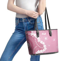 Bula Fiji Women's Day Leather Tote Bag Pink Masi Tapa