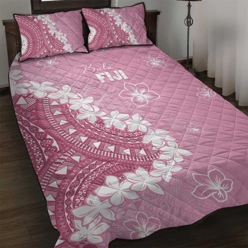 Bula Fiji Women's Day Quilt Bed Set Pink Masi Tapa